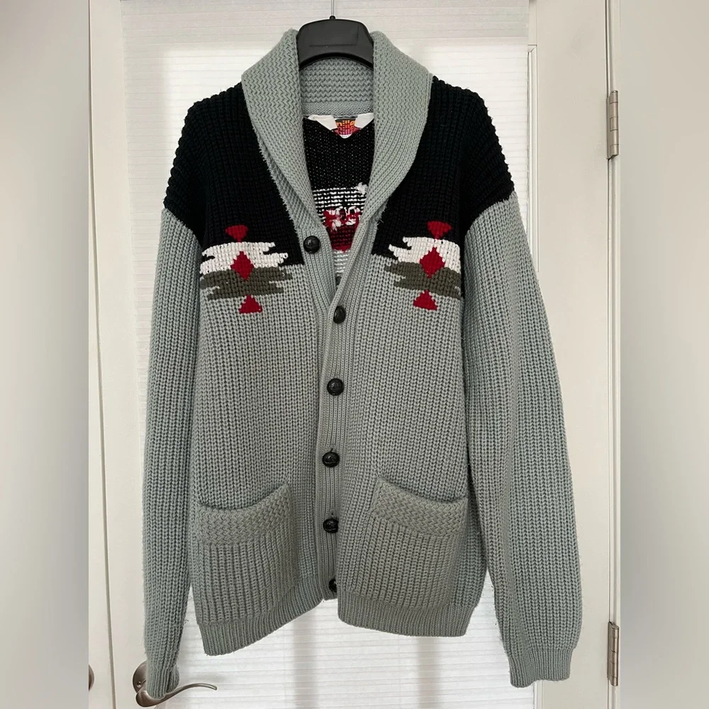 Miller Outerwear Vintage Rare 1970s Cardigan Sweater Grandpa Dad Vibes Gray Sz L - Picture 1 of 11